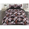 image:imageAmbesonne Tropical Duvet Cover Set Exotic Jungle Leaves on Black Background Watercolor Hawaiian Branches Reversible 3 Piece Bedding Set with 2 Pillow Shams Queen Plum Grey Pink Salmon