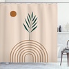 image:imageAmbesonne Mid Century Modern Boho Shower Curtain Abstract Botany Vibes Leaf with Roundy Stripes and Round Cloth Fabric Bathroom Decor Set with Hooks 69 W x 75 L Hunter Green Ginger