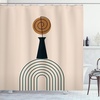image:imageAmbesonne Mid Century Modern Boho Shower Curtain Abstract Design of Geometric Round and Whirly Stripes Cloth Fabric Bathroom Decor Set with Hooks 69 W x 84 L Dark Reseda Green Ginger