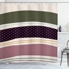 image:imageAmbesonne Mid Century Modern Boho Shower Curtain Bold Stripes with Minimalist Spots on Eggshell Back Cloth Fabric Bathroom Decor Set with Hooks 69 W x 84 L Dark Purple and Army Green