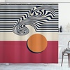 image:imageAmbesonne Mid Century Modern Boho Shower Curtain Chill Sun Look Round with Funky Stripes Dreamy Print Cloth Fabric Bathroom Decor Set with Hooks 69 W x 84 L Champagne Pale Vermilion