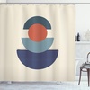 image:imageAmbesonne Mid Century Modern Boho Shower Curtain Geometric Balance with Semi Circles Weathered Effect Cloth Fabric Bathroom Decor Set with Hooks 69 W x 84 L Eggshell and Paprika