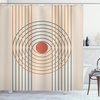 image:imageAmbesonne Mid Century Modern Boho Shower Curtain Geometric Design Minimalist Stripes and Circles Like Eye Cloth Fabric Bathroom Decor Set with Hooks 69 W x 70 L Champagne Dark Salmon