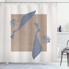 image:imageAmbesonne Mid Century Modern Boho Shower Curtain Geometric Hippie Art of Rectangle Greyish Shapes Print Cloth Fabric Bathroom Decor Set with Hooks 69 W x 105 L Warm Taupe Purpleblue