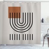 image:imageAmbesonne Mid Century Modern Boho Shower Curtain Minimalist Abstract Aura Square and Roundy Lines Dreamy Art Cloth Fabric Bathroom Decor Set with Hooks 69 W x 105 L Pale Tan Cinnamon