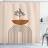 image:imageAmbesonne Mid Century Modern Boho Shower Curtain Minimalist Art of a Leafy Tree with Semicircle Stripes Cloth Fabric Bathroom Decor Set with Hooks 69 W x 84 L Ginger Champagne Brown