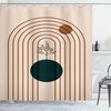 image:imageAmbesonne Mid Century Modern Boho Shower Curtain Minimalist Leafy Planet and Sun Rounds with Lines Cloth Fabric Bathroom Decor Set with Hooks 69 W x 105 L Peach Cinnamon and Dark Teal