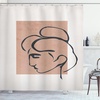 image:imageAmbesonne Mid Century Modern Boho Shower Curtain Minimalist Outline Lady Silhouette and Rectangle Print Cloth Fabric Bathroom Decor Set with Hooks 69 W x 105 L Almond Dark Slate Blue