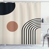 image:imageAmbesonne Mid Century Modern Boho Shower Curtain Minimalist Round and Semicircle Shaped Stripes Pattern Cloth Fabric Bathroom Decor Set with Hooks 69 W x 84 L Eggshell Charcoal Grey