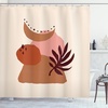 image:imageAmbesonne Mid Century Modern Boho Shower Curtain Nature Feels Leaf with Abstract Rounds and Crescent Art Cloth Fabric Bathroom Decor Set with Hooks 69 W x 70 L Eggshell Pale Cinnamon