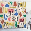 image:imageAmbesonne Mid Century Modern Boho Shower Curtain Pattern of Abstract Leafy Shapes with Face Look Drawings Cloth Fabric Bathroom Decor Set with Hooks 69 W x 70 L Eggshell Multicolor