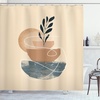 image:imageAmbesonne Mid Century Modern Boho Shower Curtain Simple Botanical Leaves Watercolor Semicircles Art Cloth Fabric Bathroom Decor Set with Hooks 69 W x 75 L Camel Champagne Grey Teal
