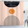 image:imageAmbesonne Mid Century Modern Boho Shower Curtain Simple Modern Circular Balance Shapes on Pale Peach Back Cloth Fabric Bathroom Decor Set with Hooks 69 W x 75 L Dark Orange Dark Grey
