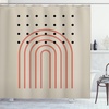 image:imageAmbesonne Mid Century Modern Boho Shower Curtain Simple Roundy Lines and Spots on Eggshell Tone Back Cloth Fabric Bathroom Decor Set with Hooks 69 W x 105 L Pale Mustard Dark Salmon