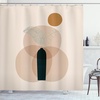 image:imageAmbesonne Mid Century Modern Boho Shower Curtain Simplistic Leaf in a Vase Motif on Abstract Rounds Art Cloth Fabric Bathroom Decor Set with Hooks 69 W x 70 L Dark Reseda Green Beige