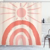 image:imageAmbesonne Mid Century Modern Boho Shower Curtain Sunny Day in Neutral Colors Rainbow Stripes and Sun Art Cloth Fabric Bathroom Decor Set with Hooks 69 W x 105 L Coral Blush Eggshell