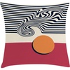 image:imageAmbesonne Mid Century Modern Boho Throw Pillow Cushion Cover Chill Sun Look Round with Funky Stripes Dreamy Print Decorative Square Accent Pillow Case 16 X 16 Champagne Pale Vermilion