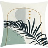 image:imageAmbesonne Mid Century Modern Boho Throw Pillow Cushion Cover Exotic Leaf Silhouette with Abstract Semicircle Print Decorative Square Accent Pillow Case 18 X 18 Ivory Pale Reseda Green