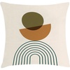 image:imageAmbesonne Mid Century Modern Boho Throw Pillow Cushion Cover Geometric Semicircle and Round with Simple Stripes Art Decorative Square Accent Pillow Case 36 X 36 Fawn Ginger Champagne