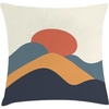 image:imageAmbesonne Mid Century Modern Boho Throw Pillow Cushion Cover Minimal Art of Mountains and Sun in Grunge Effect Decorative Square Accent Pillow Case 26 X 26 Eggshell and Multicolor