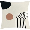 image:imageAmbesonne Mid Century Modern Boho Throw Pillow Cushion Cover Minimalist Round and Semicircle Shaped Stripes Pattern Decorative Square Accent Pillow Case 18 X 18 Eggshell Charcoal Grey