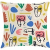 image:imageAmbesonne Mid Century Modern Boho Throw Pillow Cushion Cover Pattern of Abstract Leafy Shapes with Face Look Drawings Decorative Square Accent Pillow Case 36 X 36 Eggshell Multicolor
