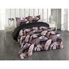 image:imageAmbesonne Tropical Duvet Cover Set Exotic Jungle Leaves on Black Background Watercolor Hawaiian Branches Reversible 3 Piece Bedding Set with 2 Pillow Shams Queen Plum Grey Pink Salmon