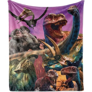 image:imageAmbesonne Dinosaur Throw Blanket Jurassic Times Themed Design of Trex Stegosaurus and Triceratops Flannel Fleece Accent Piece Soft Couch Cover for Adults 50 x 60 Violet Grey and Night Blue
