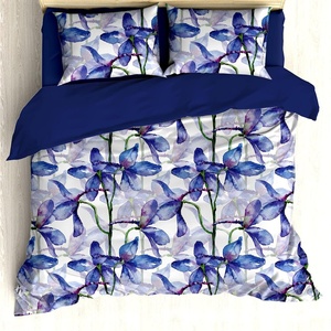 image:imageAmbesonne Flower Duvet Cover Set Delphinium and Iris Flowers Watercolor Design Pattern Spring Love Reversible 3 Piece Bedding Set with 2 Pillow Shams King Azure Blue Purple and White