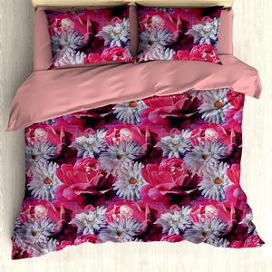 image:imageAmbesonne Flowers Duvet Cover Set Garden of Blooming Romance Weathered Concept Grunge Peony and Gerbera Reversible 3 Piece Bedding Set with 2 Pillow Shams King Pink Pale Grey Purple