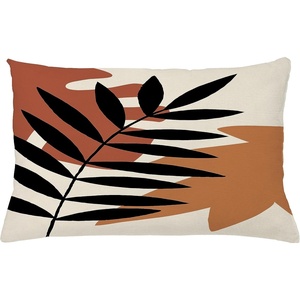image:imageAmbesonne Mid Century Modern Boho Throw Pillow Cushion Cover Dark Green Toned Branch on Terracotta Leaf Motifs Decorative Rectangle Accent Pillow Case 26 X 16 Cinnamon Eggshell and Amber