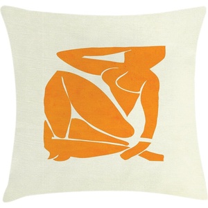 image:imageAmbesonne Mid Century Modern Boho Throw Pillow Cushion Cover Minimalist Lady Silhouette Hippie Artwork on Cream Backdrop Decorative Square Accent Pillow Case 40 X 40 Marigold Eggshell