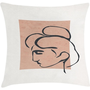 image:imageAmbesonne Mid Century Modern Boho Throw Pillow Cushion Cover Minimalist Outline Lady Silhouette and Rectangle Print Decorative Square Accent Pillow Case 24 X 24 Almond Dark Slate Blue