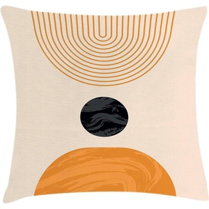 image:imageAmbesonne Mid Century Modern Boho Throw Pillow Cushion Cover Semi Circles and Planet Rounds on a Soft Background Decorative Square Accent Pillow Case 20 X 20 Dark Orange and Pale Peach