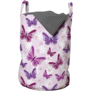 image:imageAmbesonne Butterfly Laundry Bag Various Flying Butterflies Colors Hippie Style Print Design Hamper Basket with Handles Drawstring Closure for Laundromats 13 x 19 Purple PinkPurple Pink