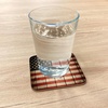 image:imageAmbesonne American Flag Coaster Set of 4 USA Flag Over Vertical Striped Wooden Board Citizen Solidarity Artwork Square Hardboard Gloss Coasters Standard Size Coral CreamCoral Cream