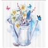 image:imageAmbesonne Winter Shower Curtain Ornamental Crystals of Ice Freezing Weather in January Cold Abstract Cloth Fabric Bathroom Decor Set with Hooks 69 W x 70 L Coconut YellowSoft Blue Sea Blue Purple