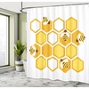 image:imageAmbesonne Winter Shower Curtain Ornamental Crystals of Ice Freezing Weather in January Cold Abstract Cloth Fabric Bathroom Decor Set with Hooks 69 W x 70 L Coconut YellowEarth Yellow Mustard