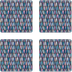 image:imageAmbesonne American Flag Coaster Set of 4 USA Flag Over Vertical Striped Wooden Board Citizen Solidarity Artwork Square Hardboard Gloss Coasters Standard Size Coral CreamTaupe Blue