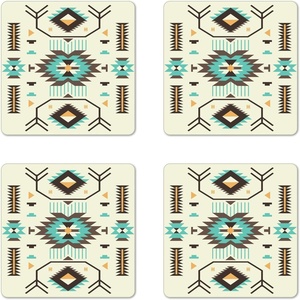 image:imageAmbesonne Savannah Coaster Set of 4 White Tiger Wintertime Animal Portrait Eyes Calm Noble Beast Photography Square Hardboard Gloss Coasters Standard Size White and BlackPale Yellow