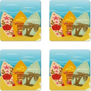 image:imageAmbesonne Savannah Coaster Set of 4 White Tiger Wintertime Animal Portrait Eyes Calm Noble Beast Photography Square Hardboard Gloss Coasters Standard Size White and BlackBlue Mustard