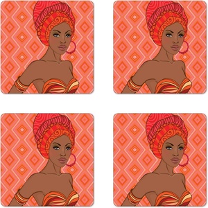 image:imageAmbesonne Savannah Coaster Set of 4 White Tiger Wintertime Animal Portrait Eyes Calm Noble Beast Photography Square Hardboard Gloss Coasters Standard Size White and BlackScarlet Umber