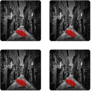 image:imageAmbesonne Savannah Coaster Set of 4 White Tiger Wintertime Animal Portrait Eyes Calm Noble Beast Photography Square Hardboard Gloss Coasters Standard Size White and BlackLight Brown