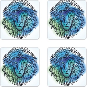 image:imageAmbesonne Savannah Coaster Set of 4 White Tiger Wintertime Animal Portrait Eyes Calm Noble Beast Photography Square Hardboard Gloss Coasters Standard Size White and BlackPale Blue Turquoise