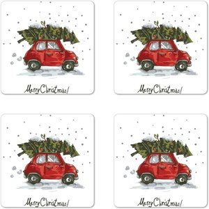 image:imageAmbesonne Savannah Coaster Set of 4 White Tiger Wintertime Animal Portrait Eyes Calm Noble Beast Photography Square Hardboard Gloss Coasters Standard Size White and BlackRed Green
