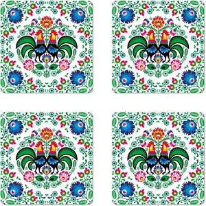 image:imageAmbesonne Savannah Coaster Set of 4 White Tiger Wintertime Animal Portrait Eyes Calm Noble Beast Photography Square Hardboard Gloss Coasters Standard Size White and BlackGreen Blue Red