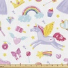 image:imageAmbesonne Pug Fabric by The Yard Dogs Various States Sitting Standing Stretching Cartoon Style Pet Drawing Decorative Fabric for Upholstery and Home Accents 3 Yards TurquoiseLilac Yellow