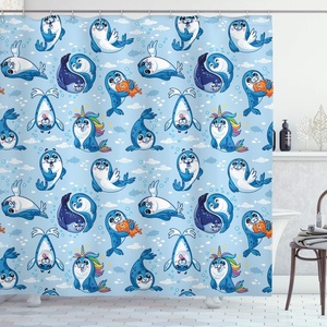 image:imageAmbesonne Cartoon Shower Curtain Colorful Exotic Zebra Head and Funny Animal Abstract Art Print Cloth Fabric Bathroom Decor Set with Hooks 69 W x 84 L Multicolor Soft BlueBlue White Marigold