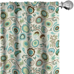 image:imageAmbesonne Cartoon Window Curtains Cartoon Sky View Along Sleeping Clouds Stars and Crescents in Scandinavian Style Lightweight Decor 2Panel Set with Rod Pocket Pair of  28 x 63 Teal BlueGreen