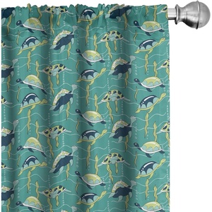 image:imageAmbesonne Cartoon Window Curtains Cartoon Sky View Along Sleeping Clouds Stars and Crescents in Scandinavian Style Lightweight Decor 2Panel Set with Rod Pocket Pair of  28 x 63 Teal BlueTurquoise